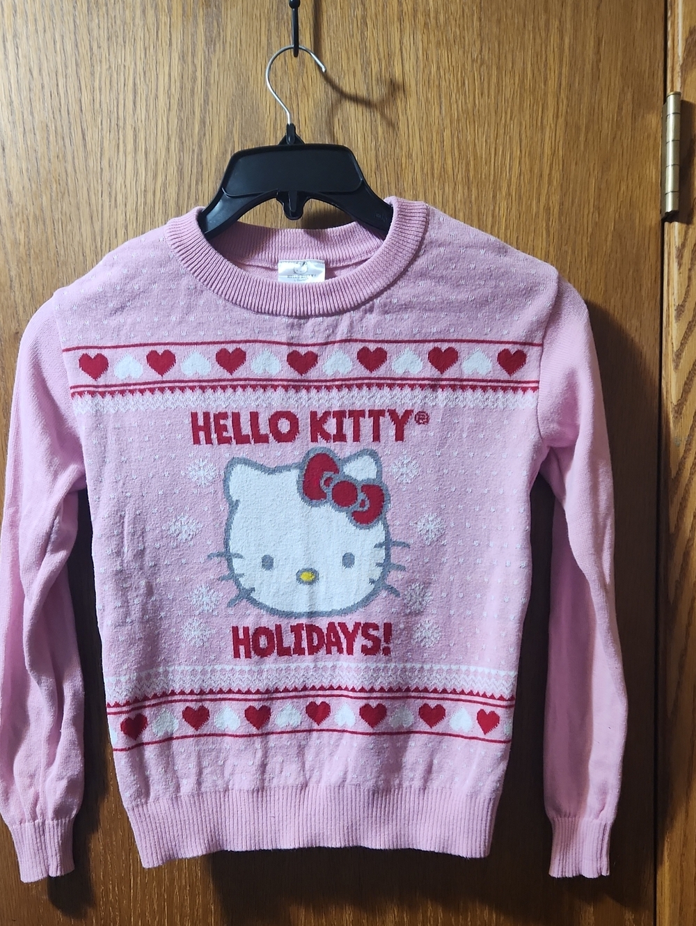 Hello Kitty Pink Holiday Sweater with Red & White Accents